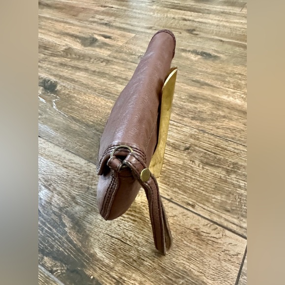 Vintage Lucky Brand Brown Leather Clutch Bag, Y2K Clutch - Picture 4 of 12